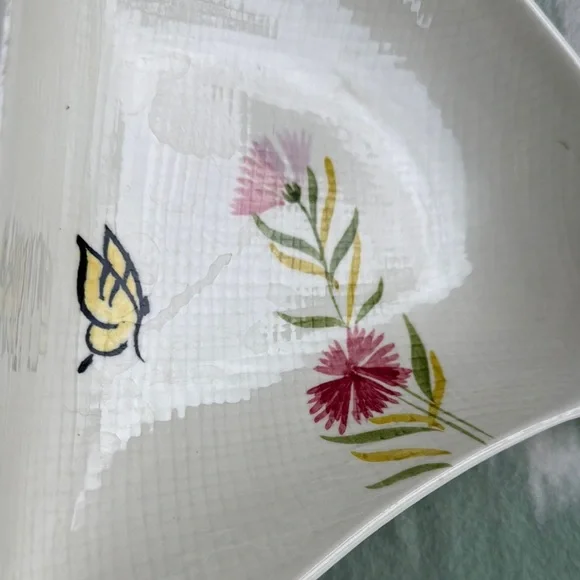 Vintage 1950s Red Wing pink spice floral divided Ceramic Dish - Picture 3 of 11